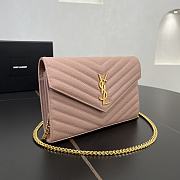 YSL Envelope Chain Wallet Pink Gold Hardware 22.5x14x4cm - 5