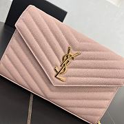 YSL Envelope Chain Wallet Pink Gold Hardware 22.5x14x4cm - 2