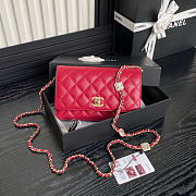 Chanel Wallet on Chain Lambskin Gold Red 19x12x3.5cm - 1