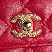 Chanel Wallet on Chain Lambskin Gold Red 19x12x3.5cm - 5