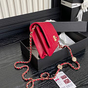 Chanel Wallet on Chain Lambskin Gold Red 19x12x3.5cm - 4