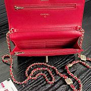 Chanel Wallet on Chain Lambskin Gold Red 19x12x3.5cm - 3