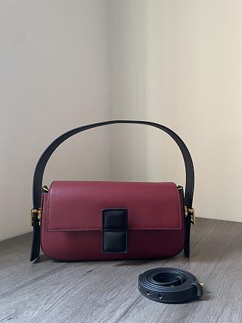 Fendi Baguette Twist Shoulder Bag Red Wine 28x15x7cm