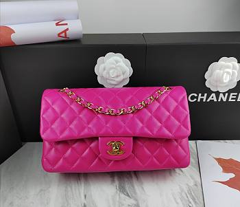 Chanel Flap Bag Fuchsia Pink Lambskin Gold 25cm