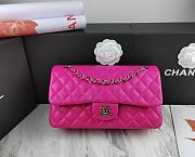 Chanel Flap Bag Fuchsia Pink Lambskin Silver 25cm - 1