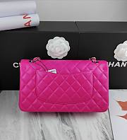 Chanel Flap Bag Fuchsia Pink Lambskin Silver 25cm - 6