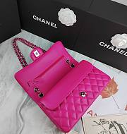 Chanel Flap Bag Fuchsia Pink Lambskin Silver 25cm - 5