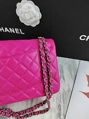 Chanel Flap Bag Fuchsia Pink Lambskin Silver 25cm - 3