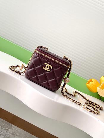 Chanel Mini Vanity Case Red Wine Lambskin 11x8.5x7cm