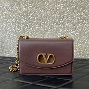 Valentino Garavani Leather Vain Red Wine Shoulder Bag 24x16x8cm - 1