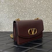 Valentino Garavani Leather Vain Red Wine Shoulder Bag 24x16x8cm - 4