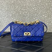 Valentino Garavani Rockstud Spike Nappa Bag Blue 23x17x7cm - 1