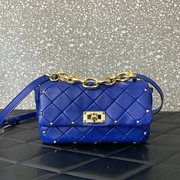 Valentino Garavani Rockstud Spike Nappa Bag Blue 23x17x7cm