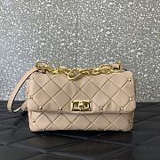 Valentino Garavani Rockstud Spike Nappa Bag Beige 23x17x7cm - 1