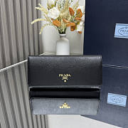 Prada Long Wallet Black Saffiano 18.7x9.5cm - 1