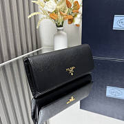 Prada Long Wallet Black Saffiano 18.7x9.5cm - 3