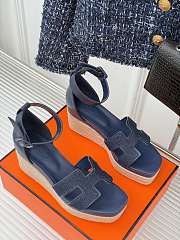 Hermes Elda Espadrille Sandal Blue Denim - 1