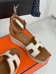 Hermes Elda Espadrille Sandal Brown White - 5