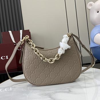 Gucci GG Emblem Small Shoulder Bag Taupe 25.5x20x5cm