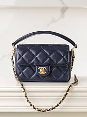 Chanel 24k Flap Bag Top Navy Blue Caviar Gold 16x11x4cm - 1