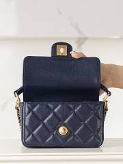 Chanel 24k Flap Bag Top Navy Blue Caviar Gold 16x11x4cm - 4