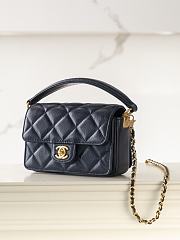 Chanel 24k Flap Bag Top Navy Blue Caviar Gold 16x11x4cm - 3