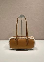 Prada Medium Sheepskin Handbag Brown 27x12x6cm - 5