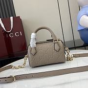 Gucci GG Emblem Super Mini Top Handle Bag Taupe 16.5x10x8cm - 5