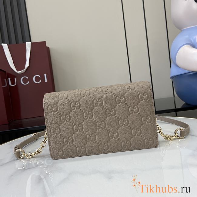 Gucci GG Emblem Super Mini Shoulder Bag Taupe 20x12.5x4.5cm - 1