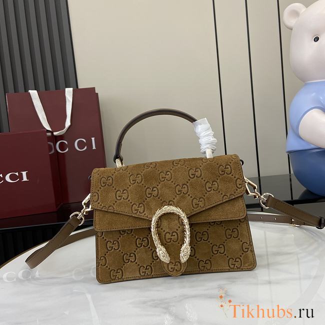 Gucci Dionysus Mini Top Handle Bag Brown Suede 22x16x8cm - 1