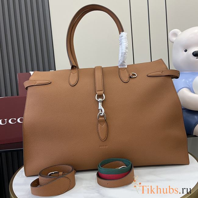 Gucci Large Tote Bag With Web Brown 50x28x17cm - 1