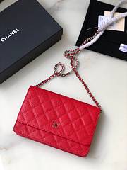 Chanel Wallet On Chain Woc Red Caviar Silver 19x12x3.5cm - 1