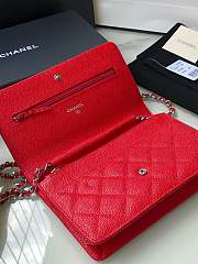 Chanel Wallet On Chain Woc Red Caviar Silver 19x12x3.5cm - 6