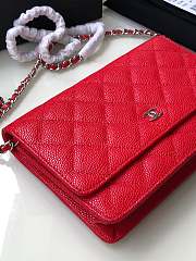 Chanel Wallet On Chain Woc Red Caviar Silver 19x12x3.5cm - 3