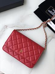 Chanel Wallet On Chain Woc Red Lambskin Gold 19x12x3.5cm - 1