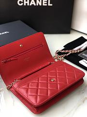 Chanel Wallet On Chain Woc Red Lambskin Gold 19x12x3.5cm - 6