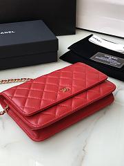 Chanel Wallet On Chain Woc Red Lambskin Gold 19x12x3.5cm - 5