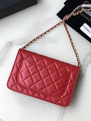 Chanel Wallet On Chain Woc Red Lambskin Gold 19x12x3.5cm - 4