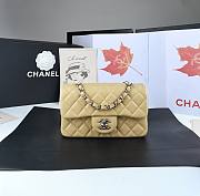 Chanel Flap Bag Beige Lambskin Silver 20cm - 1