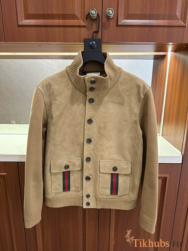 Gucci Suede Bomber Jacket With Web Camel - 1