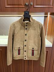 Gucci Suede Bomber Jacket With Web Camel - 1