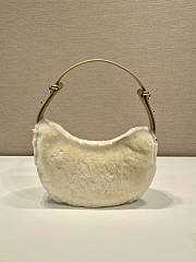 Prada Arqué Shearling Leather Shoulder Bag Beige 22.5x18.5x6cm - 4