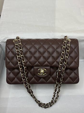 Chanel Flap Bag Dark Brown Lambskin Gold 25cm