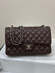 Chanel Flap Bag Dark Brown Lambskin Silver 25cm - 1