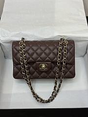 Chanel Flap Bag Dark Brown Lambskin Gold 23cm - 1