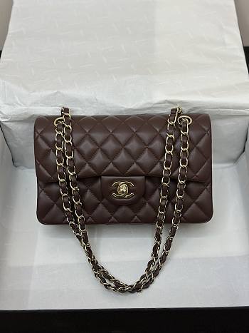 Chanel Flap Bag Dark Brown Lambskin Gold 23cm