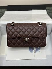 Chanel Flap Bag Dark Brown Lambskin Silver 23cm - 1