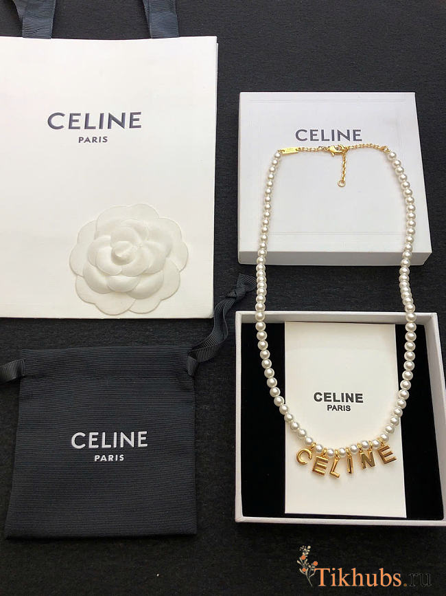 Celine Paris Pearls Letter Necklace - 1