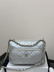 Chanel Clutch With Chain Silver Bag Lambskin 21x15x7.5cm - 1