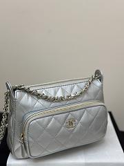 Chanel Clutch With Chain Silver Bag Lambskin 21x15x7.5cm - 6